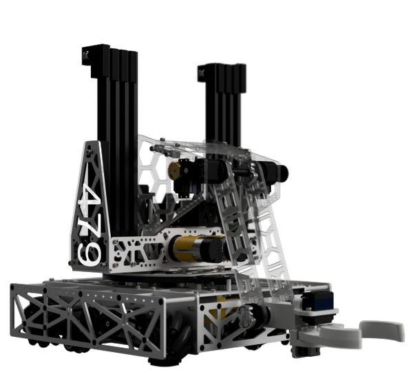 Image: team 479's powerplay (2023 season) robot in a render